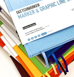Скетчбук Sketchmarker Marker & Graphic Line универсальный бордовый с твёрдой обложкой 17х25 см / 44 листа / 180 гм
