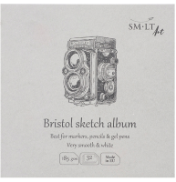 Альбом экстра-белый SMLT Layflat Sketch Bristol для маркеров 15х15 см / 32 листа / 182 гм