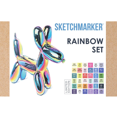 Набор маркеров для скетчей Sketchmarker "Rainbow" 36 цветов, 6 линеров, альбом