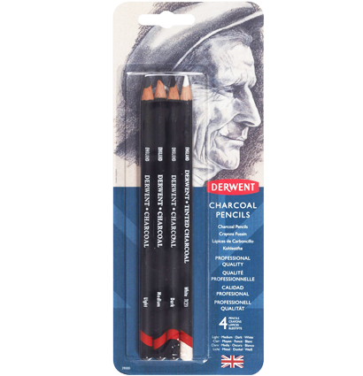 Набор угольных карандашей Derwent Charcoal Pencils 4 штуки
