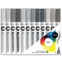 Набор акварельных маркеров Molotow AQUA COLOR BRUSH "Серые" 12 шт