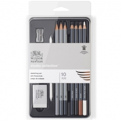 Набор чернографитовых карандашей Winsor&Newton "Скетчинг" 7 штук с аксессуарами