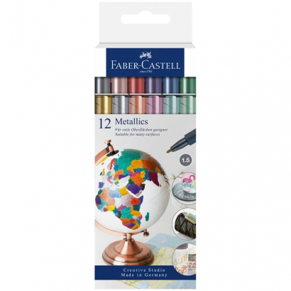 Набор маркеров для декорирования Faber-Castell "Metallics" 12 цветов металлик 1,5 мм