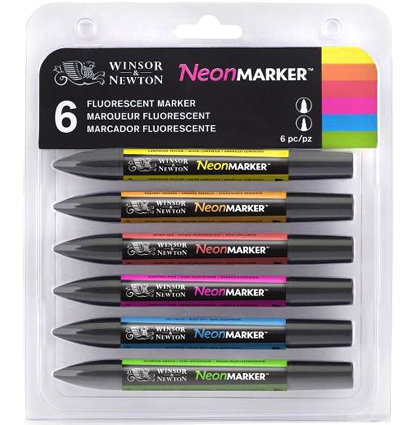 Набор маркеров для рисования Neon Marker Winsor&Newton 6 штук (неоновые)