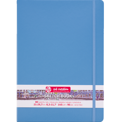 Скетчбук голубой для зарисовок Art Creation Sketchbook Royal Talens с резинкой А4 / 80 листов / 140 гм