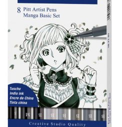 Набор линеров и брашпенов "Манга Базовый" Faber-Castell Pitt Artist Pen 8 штук