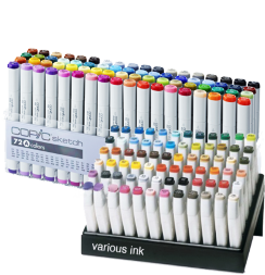 Набор маркеров и чернил COPIC SKETCH 72 A с кистью
