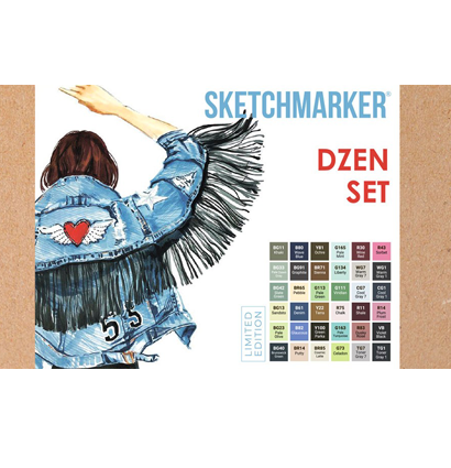 Набор маркеров для скетчей Sketchmarker "Dzen" 36 цветов, 6 линеров, альбом