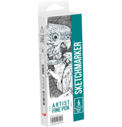 Набор 6 линеров капиллярных Sketchmarker Artist Pen "Серые"