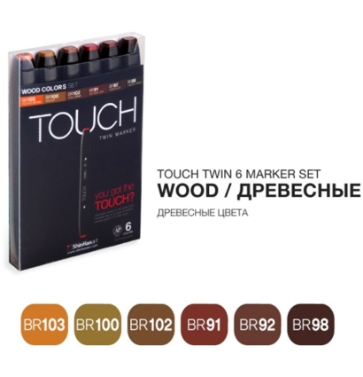 Touch Twin 6 Wood набор маркеров для скетчинга (древесные)