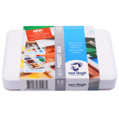 Набор акварели Van Gogh Pocket Box 12 цветов в пластиковом кейсе с кистью и палитрой