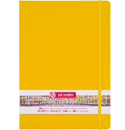 Скетчбук жёлтый для зарисовок Art Creation Sketchbook Royal Talens с резинкой А4 / 80 листов / 140 гм