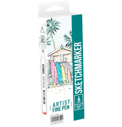 Набор 6 линеров капиллярных Sketchmarker Artist Pen "Светлые цвета"