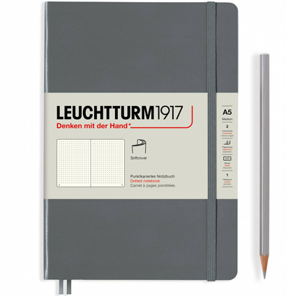 Записная книжка Leuchtturm «Medium» A5 в точку глубокий серый 123 стр.