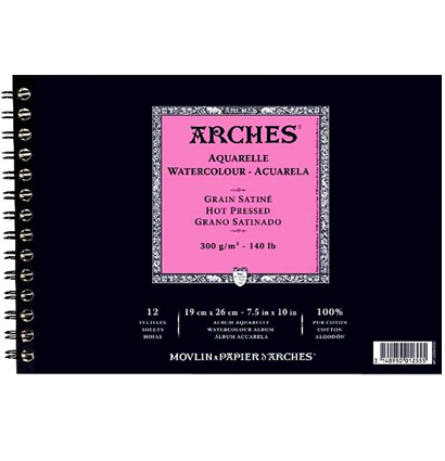 Arches Aquarelle Satin альбом для акварели из хлопка А4 / 12 листов / 300 гм (сатиновая)