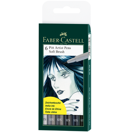 Набор брашпенов с особо мягкой кистью Faber-Castell Pitt Artist Pen Soft Brush 6 цветов