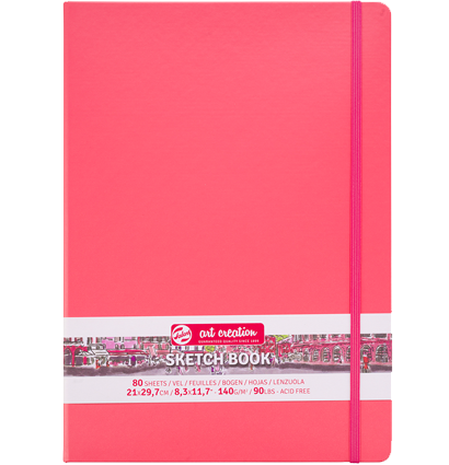 Скетчбук коралловый для зарисовок Art Creation Sketchbook Royal Talens с резинкой А4 / 80 листов / 140 гм