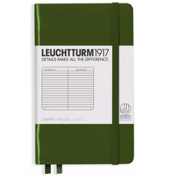 Записная книжка Leuchtturm «Pocket» A6 в линейку хаки 187 стр.
