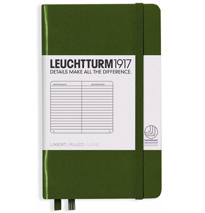 Записная книжка Leuchtturm «Pocket» A6 в линейку хаки 187 стр.