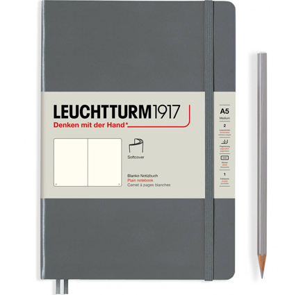 Записная книжка Leuchtturm «Medium» A5 нелинованная глубокий серый 123 стр.