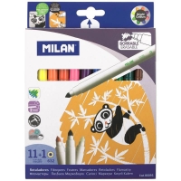 Фломастеры Milan Erasable 11 цветов на водной основе + 1 фломастер для стирания