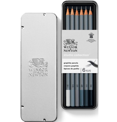 Набор чернографитовых карандашей Winsor&Newton Studio Collection 6 штук (2H-8B)