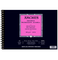 Arches Aquarelle Satin альбом для акварели из хлопка 23х31см / 12 листов / 300 гм (сатиновая)