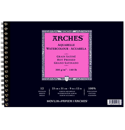 Arches Aquarelle Satin альбом для акварели из хлопка 23х31см / 12 листов / 300 гм (сатиновая)