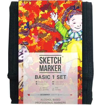 Набор маркеров Скетчмаркер / Sketchmarker "Basic 1 - Базовый набор" 12 цветов в сумке