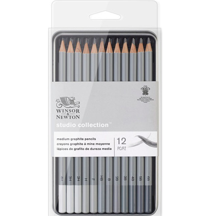 Набор чернографитовых карандашей Winsor&Newton Studio Collection 12 штук (4H-6B)