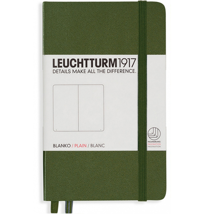 Записная книжка Leuchtturm «Pocket» A6 нелинованная хаки 187 стр.