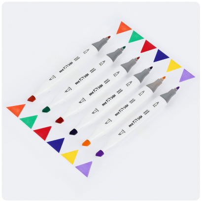 Набор двусторонних маркеров для скетчинга MESHU 6 основных цветов