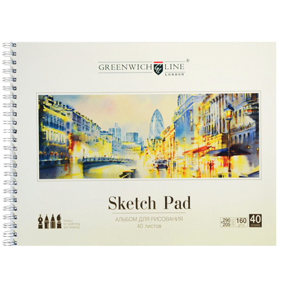 Скетчбук Greenwich London Sketch Pad A4, 40 листов, 160 г/м