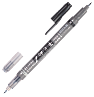 Двусторонний брашпен Tombow Fudenosuke Twin (маркер-кисть), серый + черный