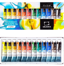 Набор акварельных красок Малевичъ Waterfall 12 цветов тубы 12 мл