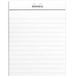 Блокнот в линейку Rhodia Basics мягкая обложка белый 8.5 х 12 см / 70 листов / 80 гм