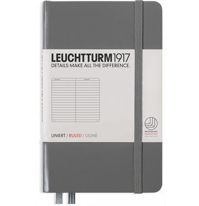 Записная книжка Leuchtturm «Pocket» A6 в линейку глубокий серый 187 стр.
