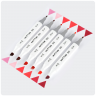 Набор двусторонних маркеров для скетчинга MESHU 6 розовых цветов