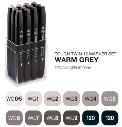 Touch Twin 12 Warm Grey набор маркеров для скетчинга (теплые серые)