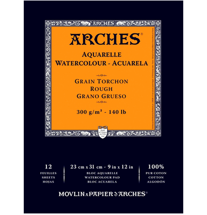 Arches Aquarelle Torchon альбом для акварели из хлопка 23х31см / 12 листов / 300 гм (крупнозернистая)