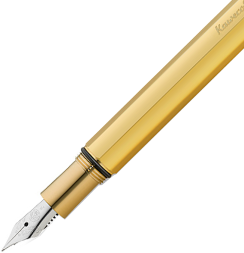Перьевая ручка Kaweco Special Brass золотая в латунном корпусе корпусе с синим картриджем в футляре