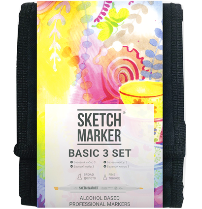 Набор маркеров Скетчмаркер / Sketchmarker "Basic 3 - Базовый набор" 12 цветов в сумке