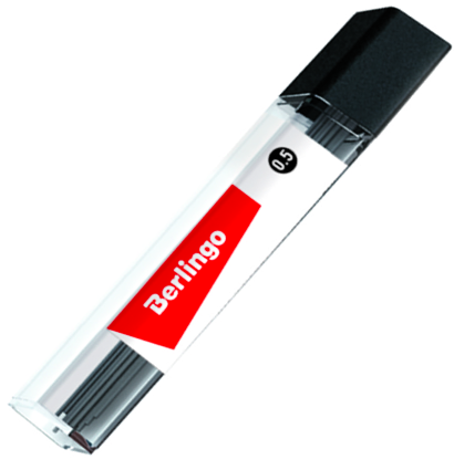 Набор грифелей для механического карандаша Berlingo 12 штук в кейсе толщина 0.5 мм, HB