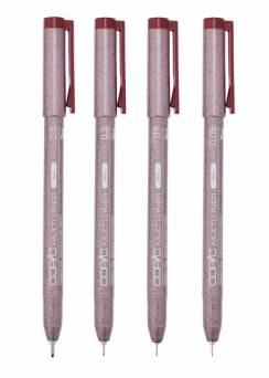 Набор капиллярных линеров Copic Multiliner 4 штуки винного цвета (0.05 - 0.5 мм)
