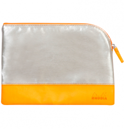 Пенал Rhodiarama из искусственной кожи на молнии цвет серебристый 16 х 22 см