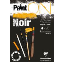 Альбом для смешанных техник Paint'On ClaireFontaine черная бумага А5 / 20 листов / 250 гм