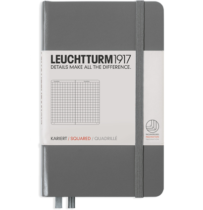 Записная книжка Leuchtturm «Pocket» A6 в клетку глубокий серый 187 стр.