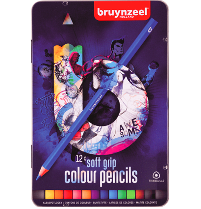 Набор цветных карандашей Bruynzeel Back to School Soft Grip 12 цветов в синем пенале