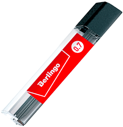 Набор грифелей для механического карандаша Berlingo 12 штук в кейсе толщина 0.7 мм, HB