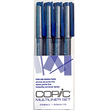 Набор капиллярных линеров Copic Multiliner 4 штуки кобальт (0.05 - 0.5 мм)